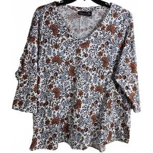 Rachel Zoe Floral Patterned 3/4 Sleeve Blouse Plus Size 3X